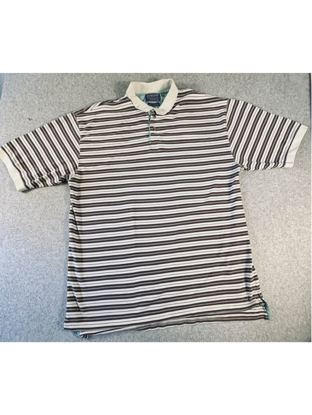 Pendleton Woolen Mills Polo‎ Shirt Mens XL Striped 100% Cotton Short Sleeve USA